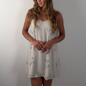 Lulu's Cream and Silver Mini Dress